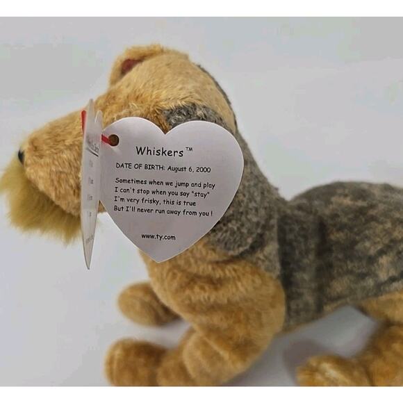2000 Ty Beanie Baby TY Collectibles "Whiskers" Retired Snaunazur Dog BB22 - Picture 2 of 5